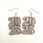 New Year's 2025 Gold Glitter Dangle Earrings