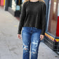 PLUS Stay Awhile Black Ribbed Dolman Cropped Sweater