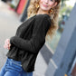 PLUS Stay Awhile Black Ribbed Dolman Cropped Sweater