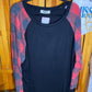 Plus Size Red/Black Plaid Sleeves Top
