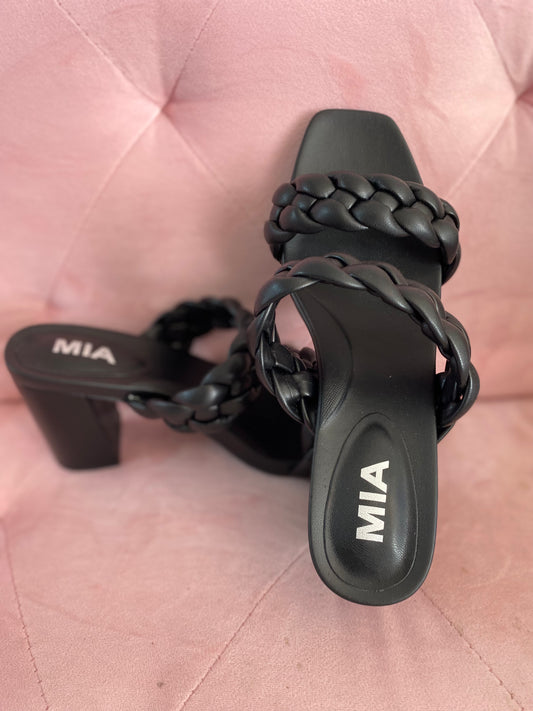 Mia Black Braided Heels